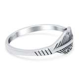 Feather Ring Oxidized Band Solid 925 Sterling Silver Thumb Ring (7mm)