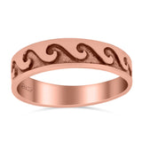 Wave Ring Oxidized Band Solid 925 Sterling Silver Thumb Ring (5mm)