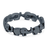 Elephants Ring Oxidized Band Solid 925 Sterling Silver Thumb Ring (4mm)