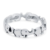 Elephants Ring Oxidized Band Solid 925 Sterling Silver Thumb Ring (4mm)