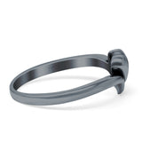 Heart V Shape Ring Oxidized Band Solid 925 Sterling Silver (7mm)