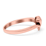 Heart V Shape Ring Oxidized Band Solid 925 Sterling Silver (7mm)