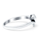Heart V Shape Ring Oxidized Band Solid 925 Sterling Silver (7mm)