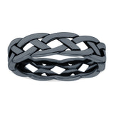 Braid Ring Oxidized Band Solid 925 Sterling Silver (5mm)