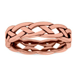 Braid Ring Oxidized Band Solid 925 Sterling Silver (5mm)