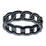 Chain Ring Oxidized Band Solid 925 Sterling Silver Thumb Ring (6mm)
