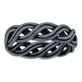 Crisscross Ring Oxidized Band Solid 925 Sterling Silver (5mm)
