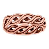 Crisscross Ring Oxidized Band Solid 925 Sterling Silver (5mm)