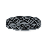 Classic Braided Style Weave Rope Knot Oxidized Band Thumb Ring (4mm)