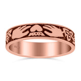 Claddagh Band Oxidized Ring Solid 925 Sterling Silver Thumb Ring (5mm)
