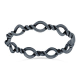 Rope Ring Oxidized Band Solid 925 Sterling Silver Thumb Ring (4mm)