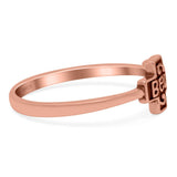 Believe Cross Band Oxidized Ring Solid 925 Sterling Silver (7mm)