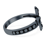 Ankh Cross Band Oxidized Ring Solid 925 Sterling Silver (14mm)