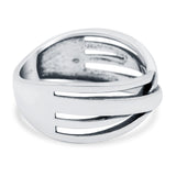 Crisscross Ring Oxidized Band Solid 925 Sterling Silver Thumb Ring (8mm)