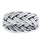 Celtic Braided Ring Oxidized Band Solid 925 Sterling Silver (8mm)