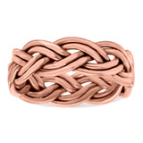 Braided Ring Celtic Oxidized Band Solid 925 Sterling Silver (6mm)