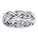 Braided Ring Celtic Oxidized Band Solid 925 Sterling Silver (6mm)