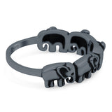 Elephants Ring Oxidized Band Solid 925 Sterling Silver Thumb Ring (5.5mm)