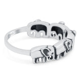 Elephants Ring Oxidized Band Solid 925 Sterling Silver Thumb Ring (5.5mm)