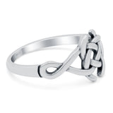 Celtic Ring Oxidized Band Solid 925 Sterling Silver Thumb Ring (10mm)