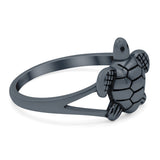 Turtle Ring Oxidized Band Solid 925 Sterling Silver Thumb Ring (11.5mm)