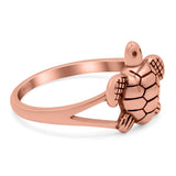 Turtle Ring Oxidized Band Solid 925 Sterling Silver Thumb Ring (11.5mm)