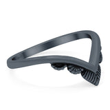 V Shaped Ring Oxidized Band Solid 925 Sterling Silver Thumb Ring (8mm)