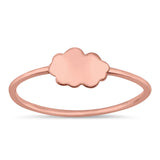 Simple Plain Petite Dainty Cloud Ring Band Rhodium Plated Solid 925 Sterling Silver (6mm)