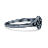 Classic Triquetra Endless Celtic Knot Modern Design Oxidized Band Thumb Ring (7mm)