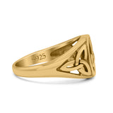 Vintage Celtic Trinity Triquetra Knot Attractive Design Oxidized Fashion Band Solid 925 Sterling Silver Thumb Ring (10mm)