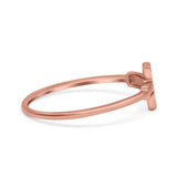 Textured Sideways Cross Band Petite Dainty Thumb Plain Ring 925 Sterling Silver