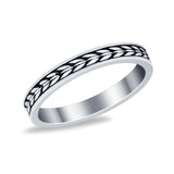 Art Deco Fashion Band Plain Ring Oxidized Round 925 Sterling Silver