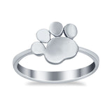 Petite Dainty Paw Print Thumb Plain Ring Band Round 925 Sterling Silver