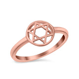 Jewish Star Plain Ring Band 925 Sterling Silver