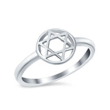 Jewish Star Plain Ring Band 925 Sterling Silver