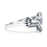 Vintage Flying Eagle Plain Ring Band Oxidized 925 Sterling Silver