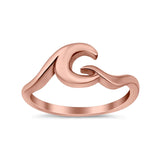 Waves Plain Ring Band 925 Sterling Silver