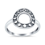 O Open Moon Phases Plain Ring Band Oxidized 925 Sterling Silver