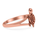 Turtle Band Oxidized Ring Solid 925 Sterling Silver (12mm)