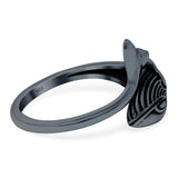 Whale Ring Oxidized Band Solid 925 Sterling Silver (13mm)