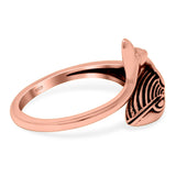 Whale Ring Oxidized Band Solid 925 Sterling Silver (13mm)