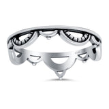 Semicircles Ring Oxidized Band Solid 925 Sterling Silver Thumb Ring (4mm)