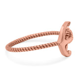 Anchor Ring Oxidized Band Solid 925 Sterling Silver (10mm)