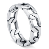 Link Chain Band Oxidized Ring Solid 925 Sterling Silver Thumb Ring (6mm)