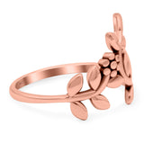 Leaves & Vines Band Oxidized Ring Solid 925 Sterling Silver Thumb Ring (14mm)