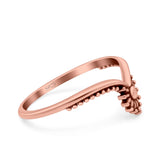 V Shaped Bali Oxidized Band Solid 925 Sterling Silver (8mm)