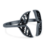 Whale Tail Band Oxidized Ring Solid 925 Sterling Silver Thumb Ring (7mm)