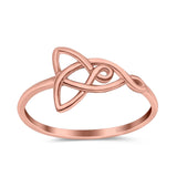 Rhodium Plated Celtic Symbol Band Ring Solid 925 Sterling Silver (10mm)