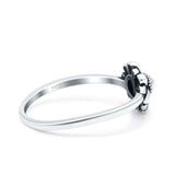Sunflower Band Oxidized Ring Solid 925 Sterling Silver (9mm)
