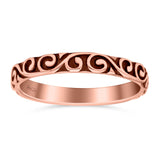 Swirls Ring Oxidized Band Solid 925 Sterling Silver Thumb Ring (4mm)